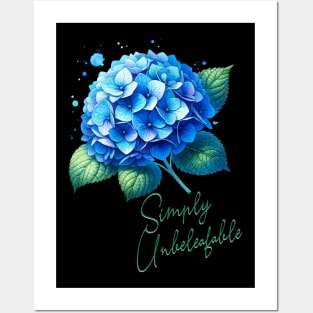 Blue Hydrangea With Leaves Posters and Art